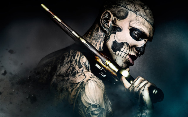 Man skull face paintbrush knife #2 free wallpaper for desktop - medium preview image