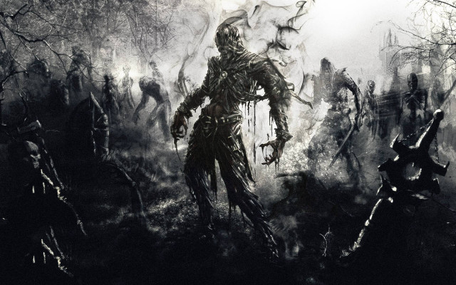 Zombies forest dark fog costume free wallpaper for desktop - medium preview image