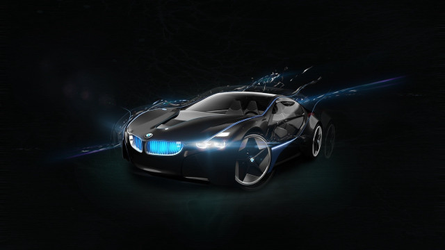 Futuristic car blue light dark free wallpaper for desktop - medium preview image