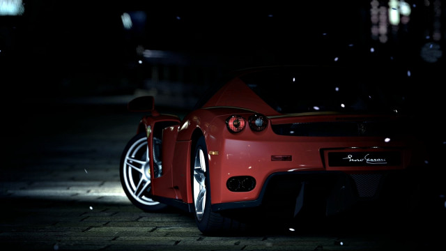 Red sports car night snow #5 free wallpaper for desktop - medium preview image