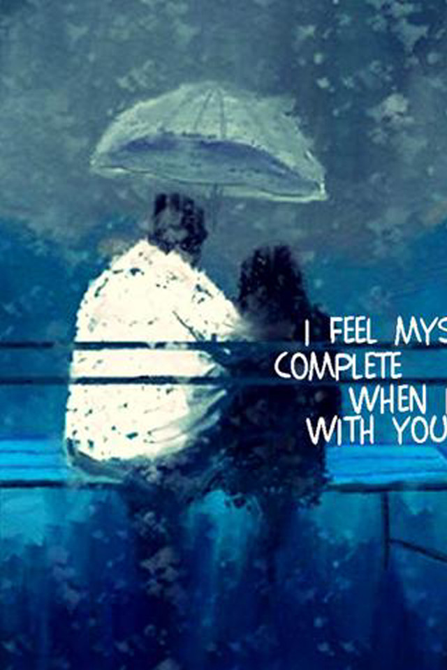 Couple bench umbrella quote love free wallpaper for mobile - medium preview image