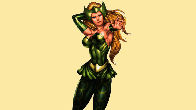 Woman green costume horns head free wallpaper for desktop - medium preview image