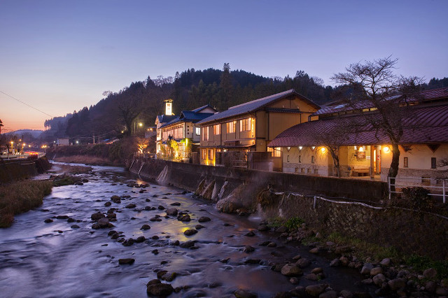 River small town night clock free wallpaper for desktop - medium preview image