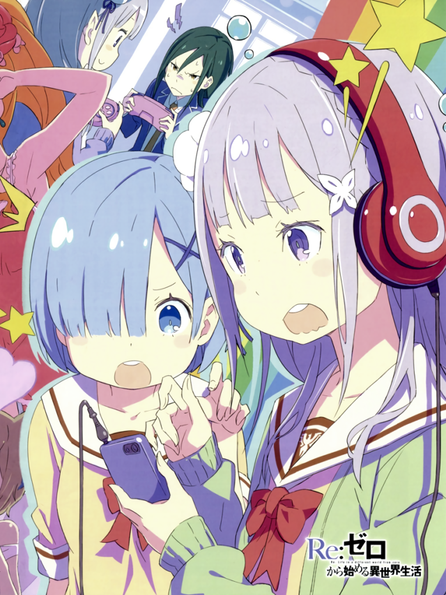 Anime girls headphones stars group #2 free wallpaper for mobile - medium preview image