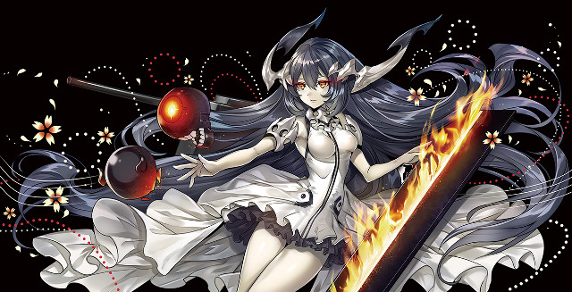 Woman long hair sword fire #2 free wallpaper for desktop - medium preview image