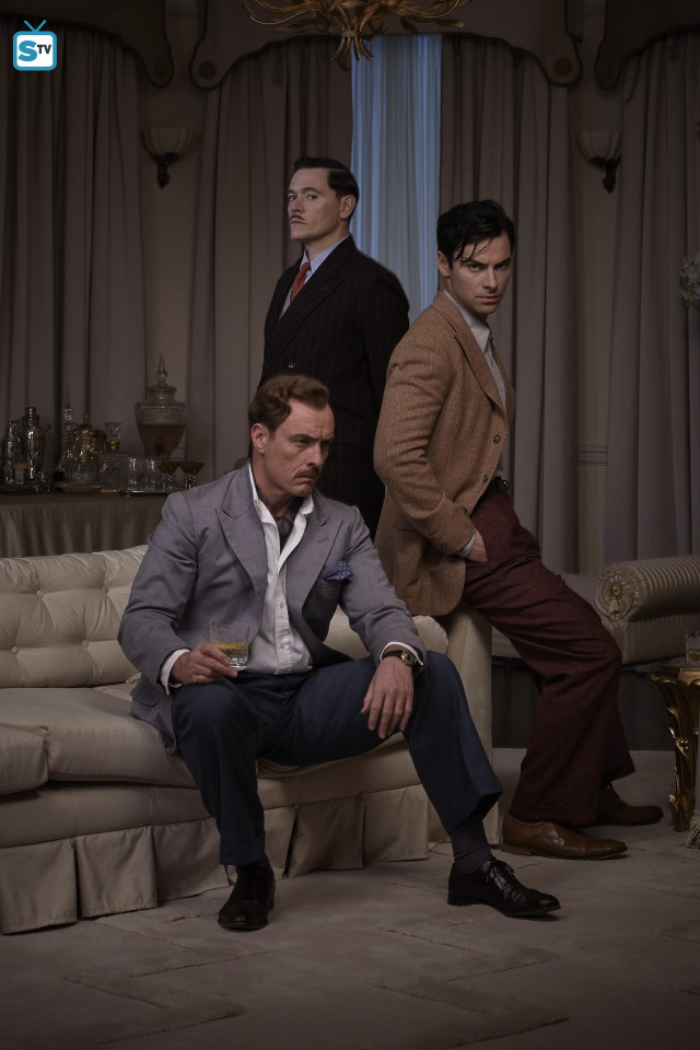 Three men suits couch living free wallpaper for mobile - medium preview image