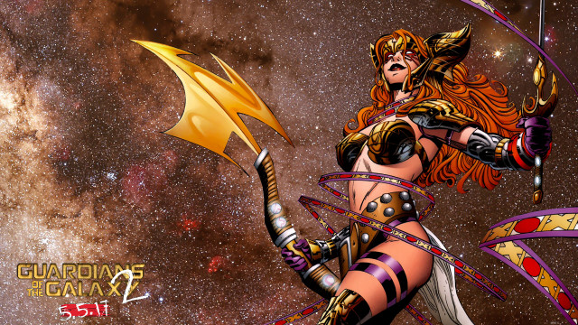 Woman costume sword galaxy background #2 free wallpaper for desktop - medium preview image