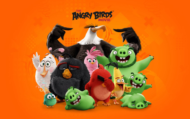 Angry birds orange background cartoon free wallpaper for desktop - medium preview image