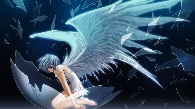 Angelic blue wings anime gothic free wallpaper for desktop - medium preview image
