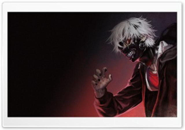 Whitehair blackmask man handsup shockart free wallpaper for desktop - medium preview image