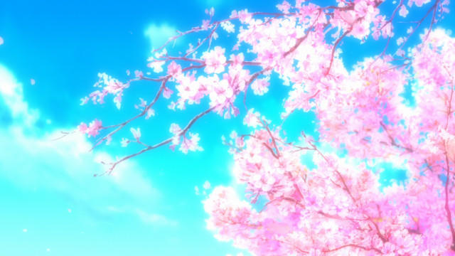 Pink tree blue sky clouds free wallpaper for desktop - medium preview image
