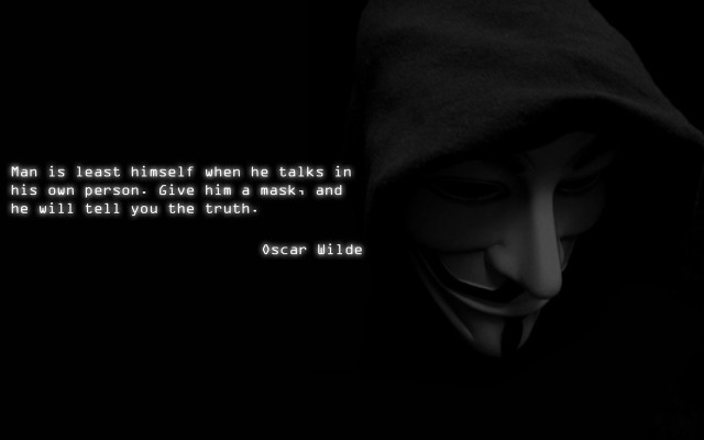 Person wearing mask quote on free wallpaper for desktop - medium preview image