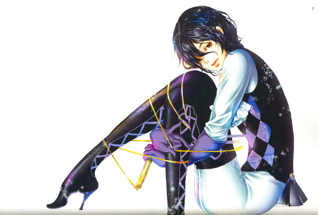 Woman black white outfit chair free wallpaper for desktop - medium preview image