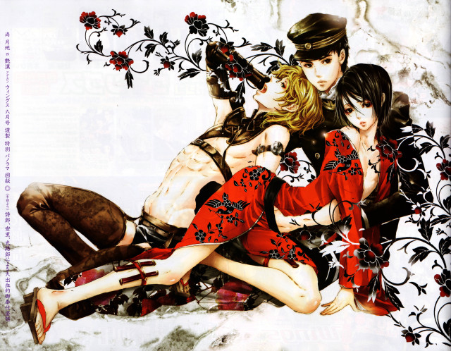 Women red dresses man black free wallpaper for desktop - medium preview image