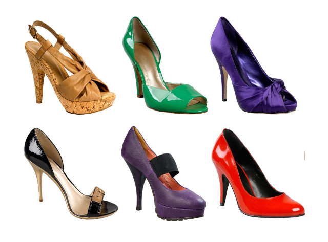 Colored high heel bows puzzle free wallpaper for desktop - medium preview image