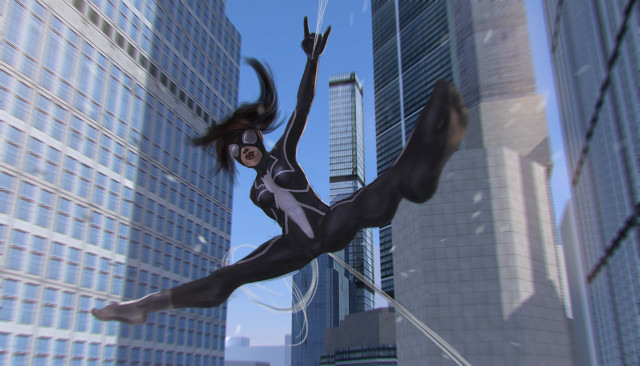 Woman suspended city skyline giantess free wallpaper for desktop - medium preview image