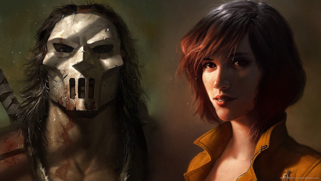 Creepy woman mask knife fantasy free wallpaper for desktop - medium preview image