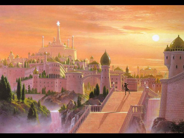 Castle stairs man standing top free wallpaper for desktop - medium preview image