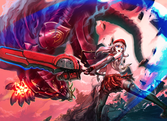 Woman sword dragon red helmet free wallpaper for desktop - medium preview image