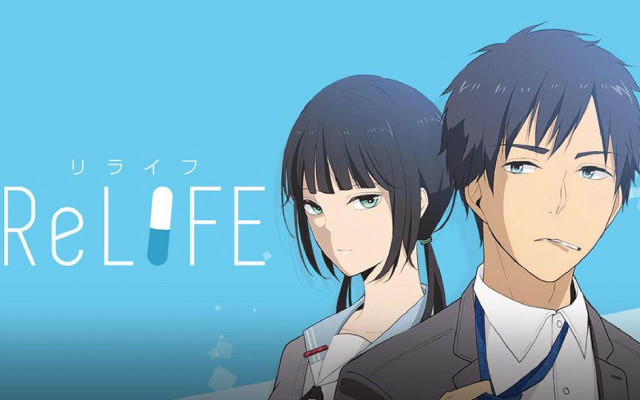 Anime couple relief blue background free wallpaper for desktop - medium preview image