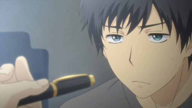 Man pen serious look blue free wallpaper for desktop - medium preview image