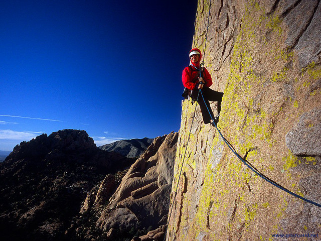 Man climbing mountain rope sky free wallpaper for desktop - medium preview image