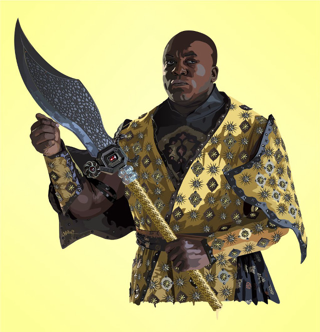 Man knife bird yellow background free wallpaper for tablet - medium preview image