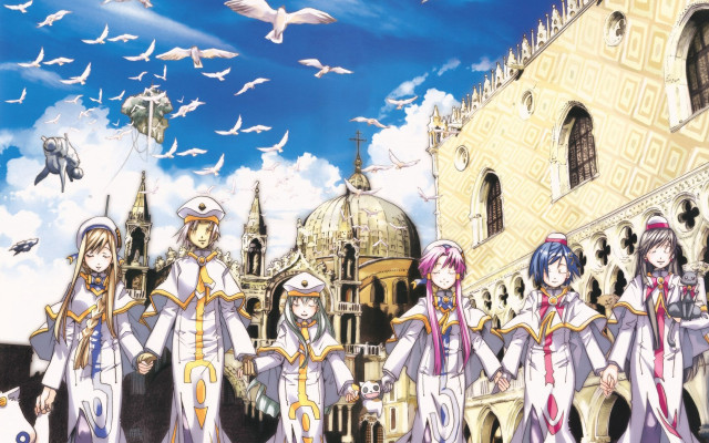 People building birds flying clock free wallpaper for desktop - medium preview image