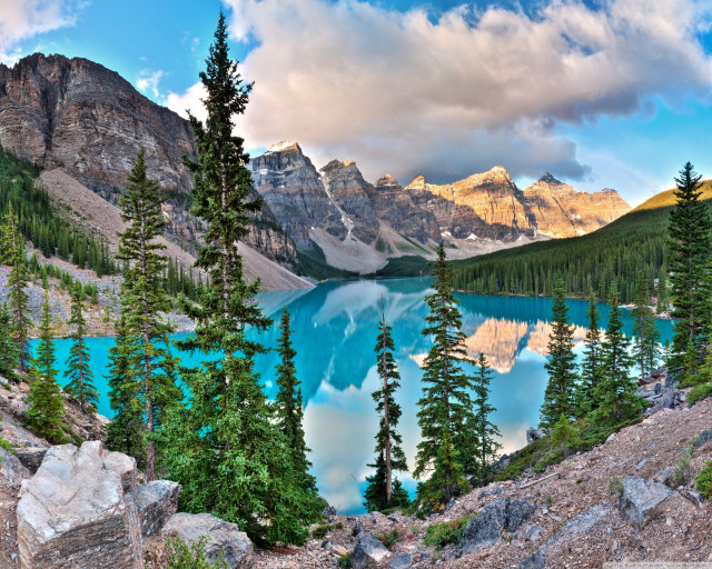 Lake mountains trees blue sky #30 free wallpaper for desktop - medium preview image