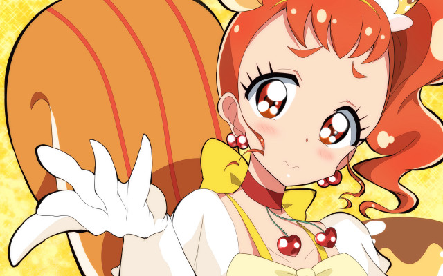 Cartoon redhair bigeyes yellowdress squirrelears free wallpaper for desktop - medium preview image