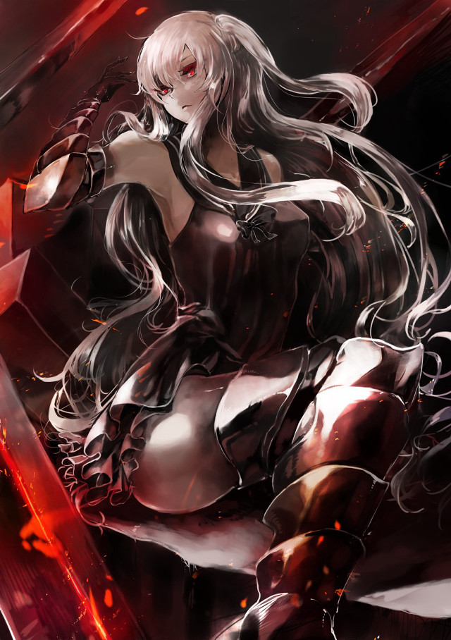 Woman black white sword red free wallpaper for mobile - medium preview image