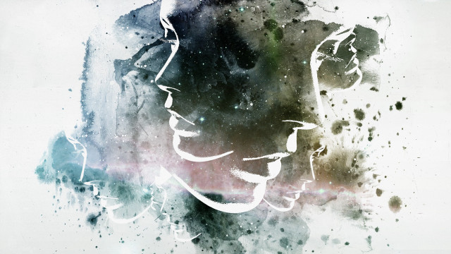 Man woman hat watercolor splash free wallpaper for desktop - medium preview image