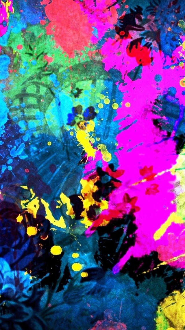 Colorful paint splatter abstract black free wallpaper for mobile - medium preview image