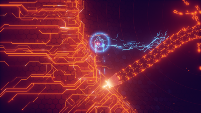 Futuristic background blue orange circle free wallpaper for desktop - medium preview image