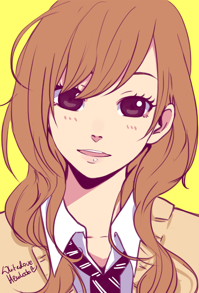 Girl long hair tie cartoon free wallpaper for mobile - medium preview image