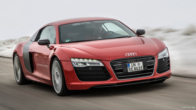 Red car snow mountains digital free wallpaper for desktop - medium preview image