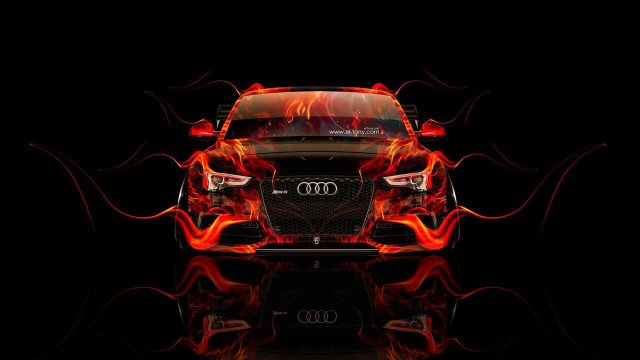 Car flames darkroom black background free wallpaper for desktop - medium preview image