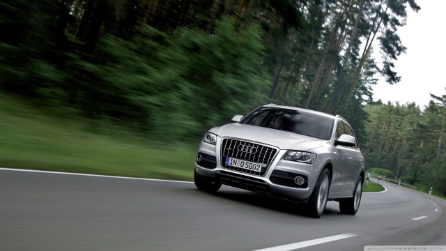 Silver car driving road forest #9 free wallpaper for desktop - medium preview image