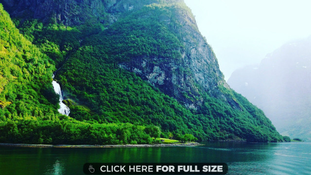 Waterfall mountain lake click here free wallpaper for desktop - medium preview image