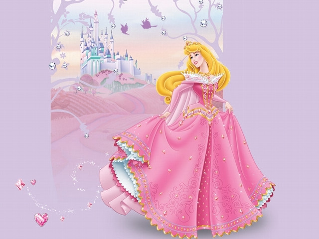 Princess pink dress castle hearts free wallpaper for desktop - medium preview image