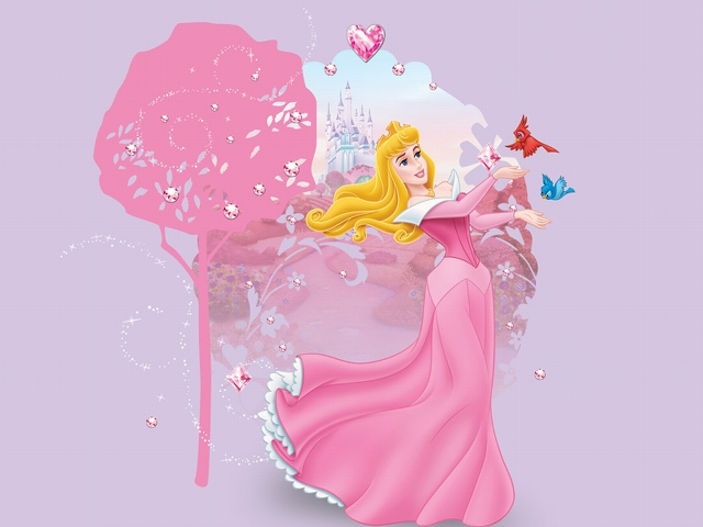 Princess pink umbrella castle butterflies free wallpaper for desktop - medium preview image