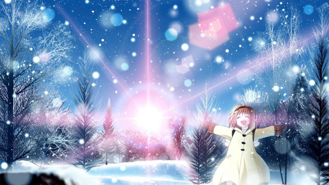 Girl white coat snow arms free wallpaper for desktop - medium preview image