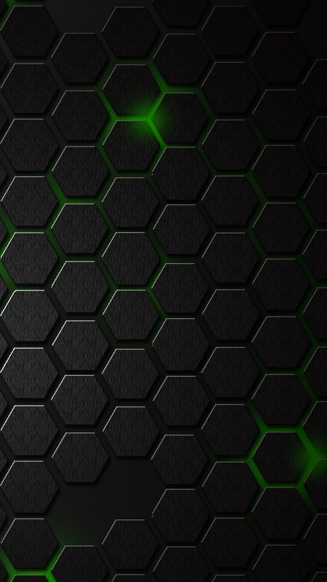 Black green hexagons background light free wallpaper for mobile - medium preview image