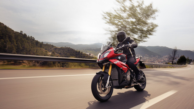 Motorcycle ride forest mountains background free wallpaper for desktop - medium preview image