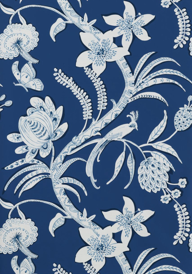 Blue white floral wallpaper white free wallpaper for mobile - medium preview image