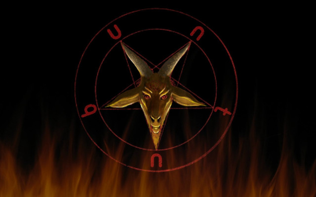 Goat head pentagram flames black free wallpaper for desktop - medium preview image