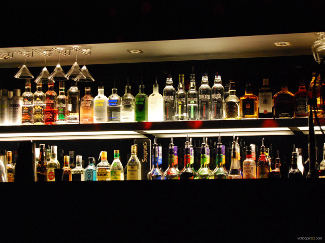 Bar bottles liquor shelves light free wallpaper for desktop - medium preview image