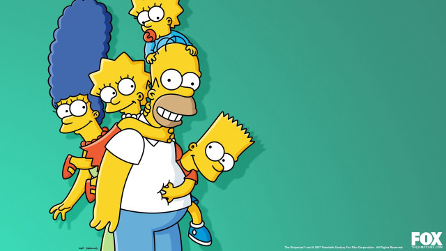 Simpsons characters group green blue free wallpaper for desktop - medium preview image