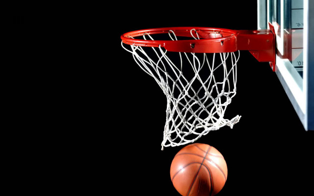 Basketball net hoop dark night free wallpaper for desktop - medium preview image
