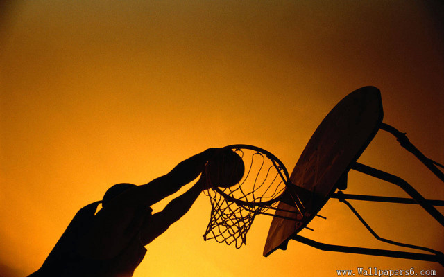 Silhouette person basketball hoop sun free wallpaper for desktop - medium preview image